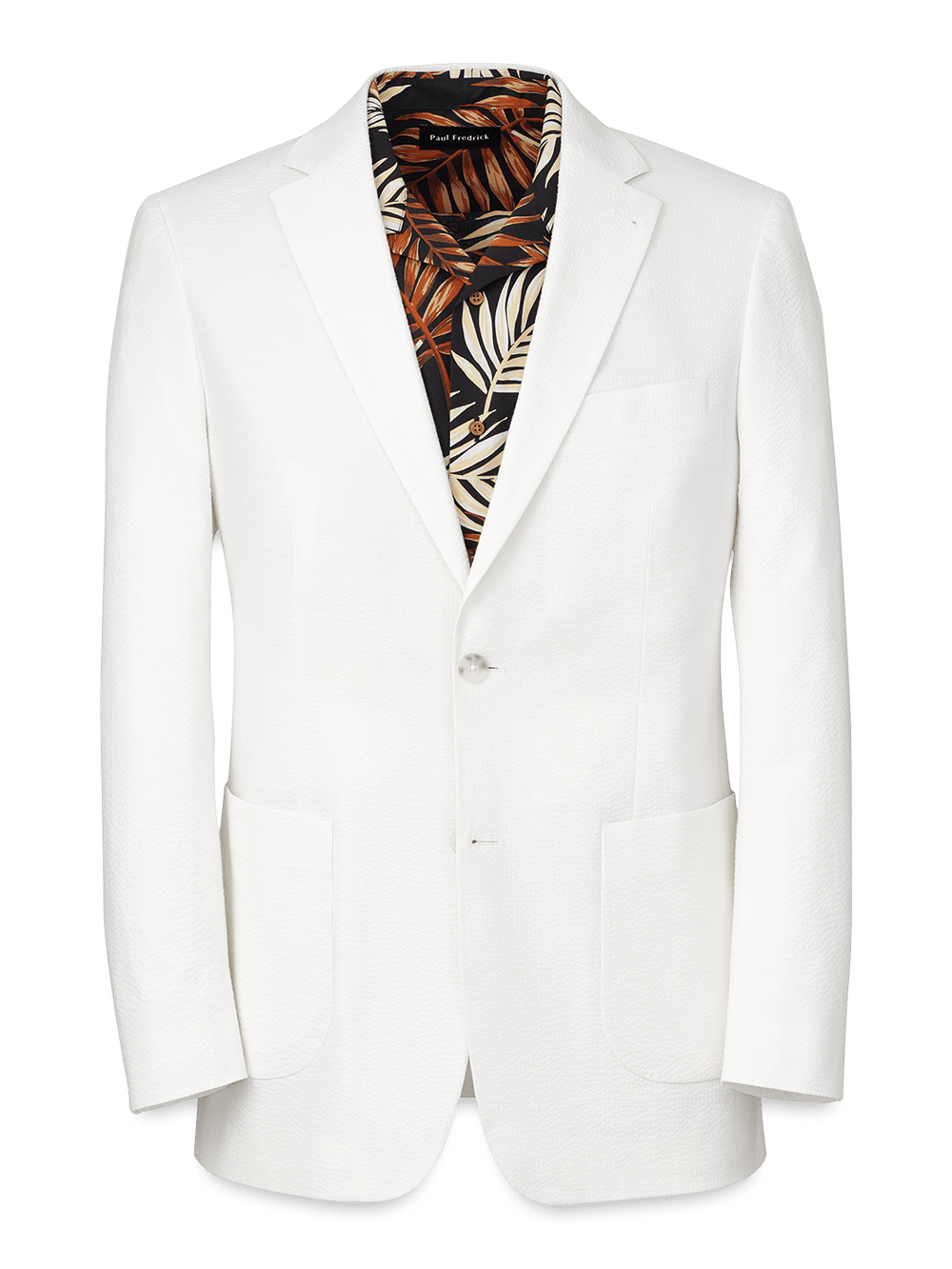 Product Image of Cotton Stretch Seersucker Notch Lapel Suit Jacket-White