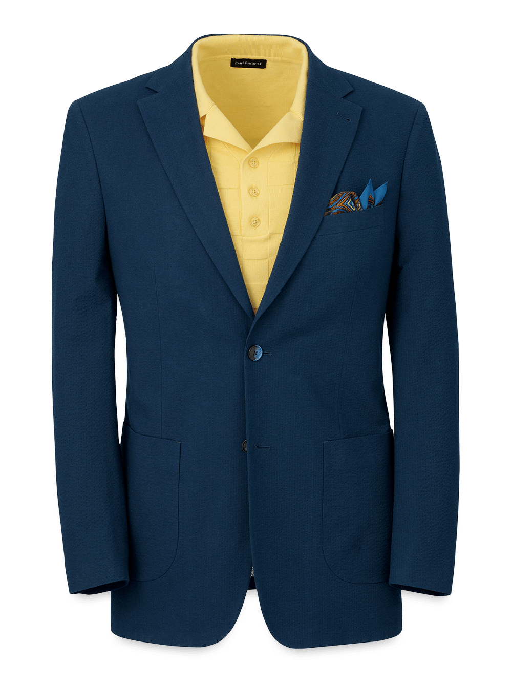 Product Image of Cotton Stretch Seersucker Notch Lapel Suit Jacket-Navy