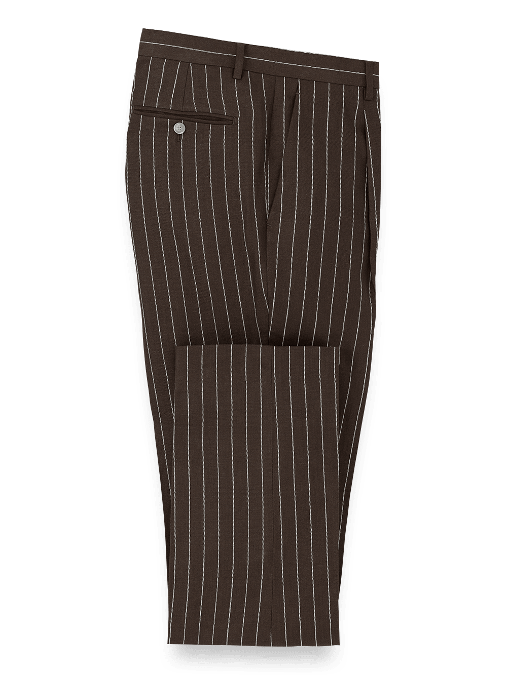 Product Image of Linen Pinstripe Single Pleat Suit Pants-Dark Brown