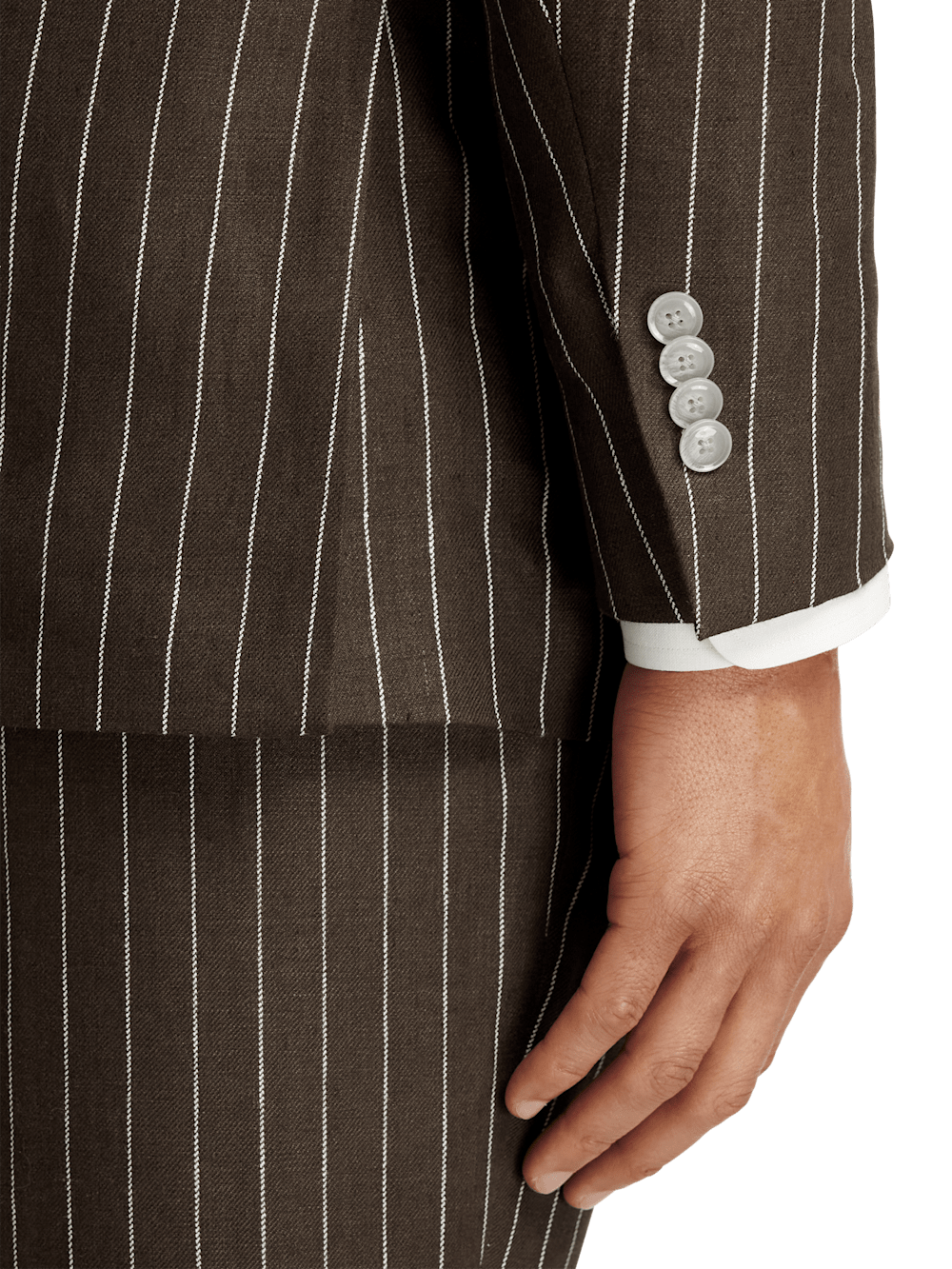 Alternate Image of Linen Pinstripe Double Breasted Peak Lapel Suit Jacket-2