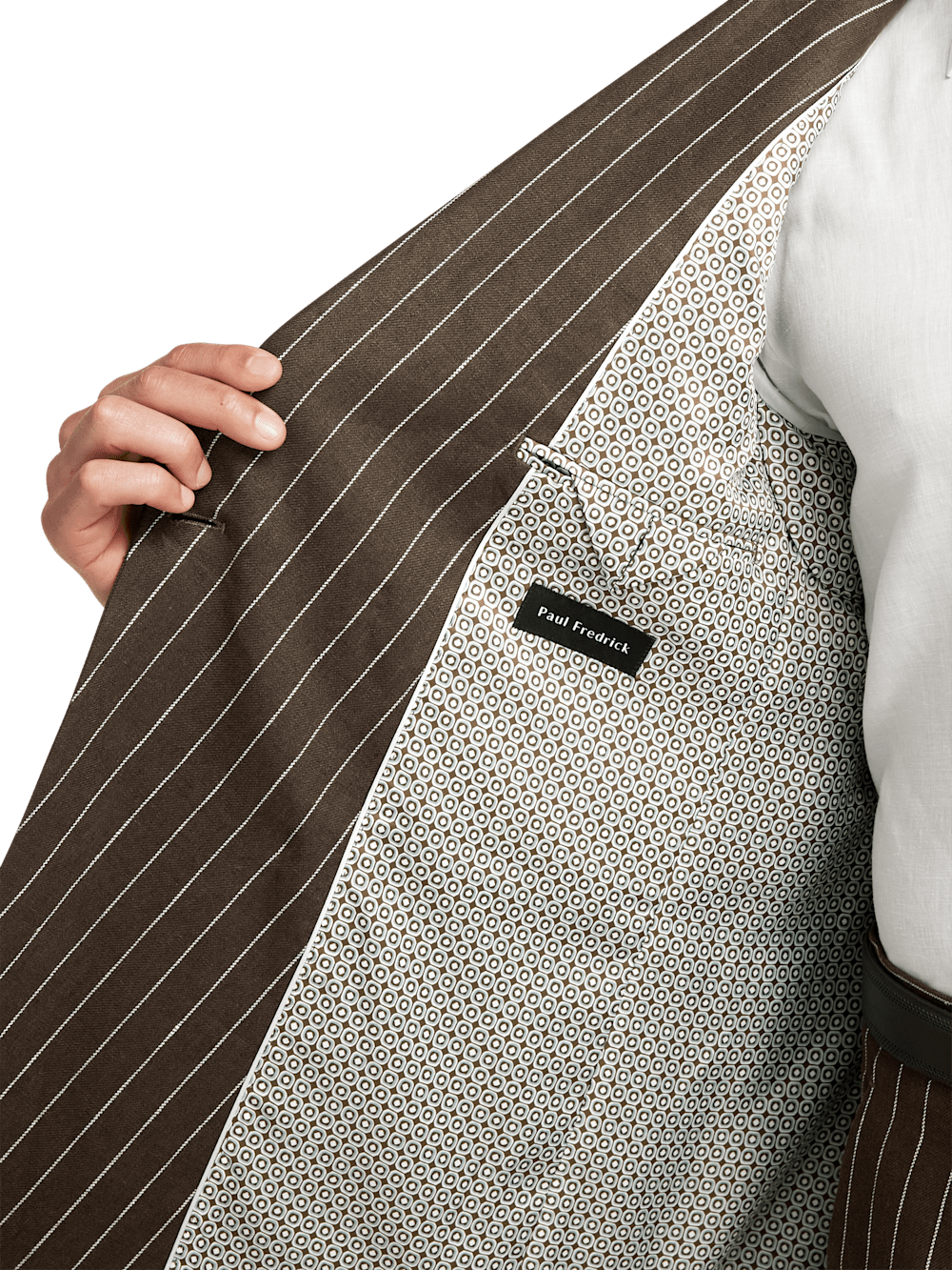 Alternate Image of Linen Pinstripe Double Breasted Peak Lapel Suit Jacket-3