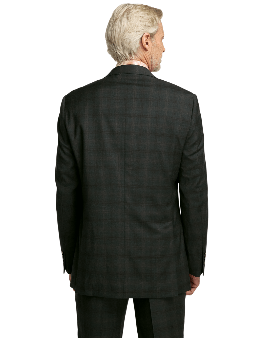 Alternate Image of Wool Stretch Plaid Single Breasted Peak Lapel Suit Jacket-6