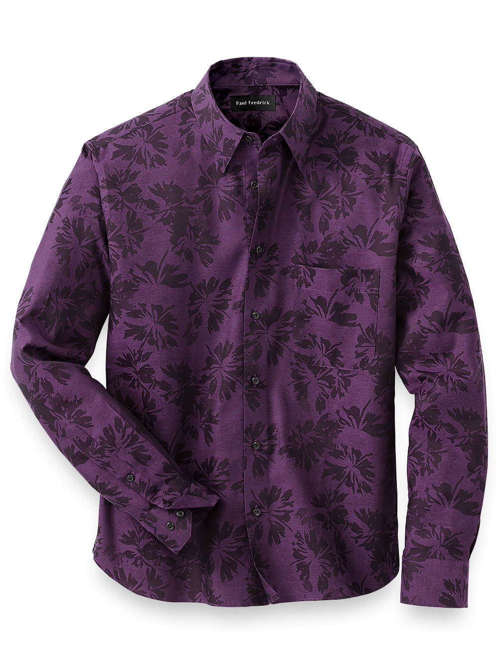 Product Image of Cotton Solid Floral Jacquard Casual Shirt-Purple