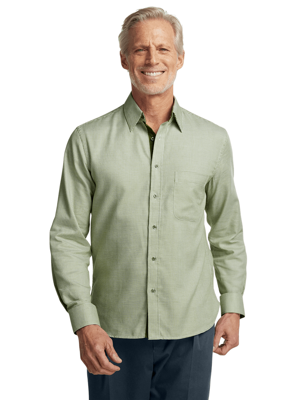 Alternate Image of Cotton Houndstooth Casual Shirt-1