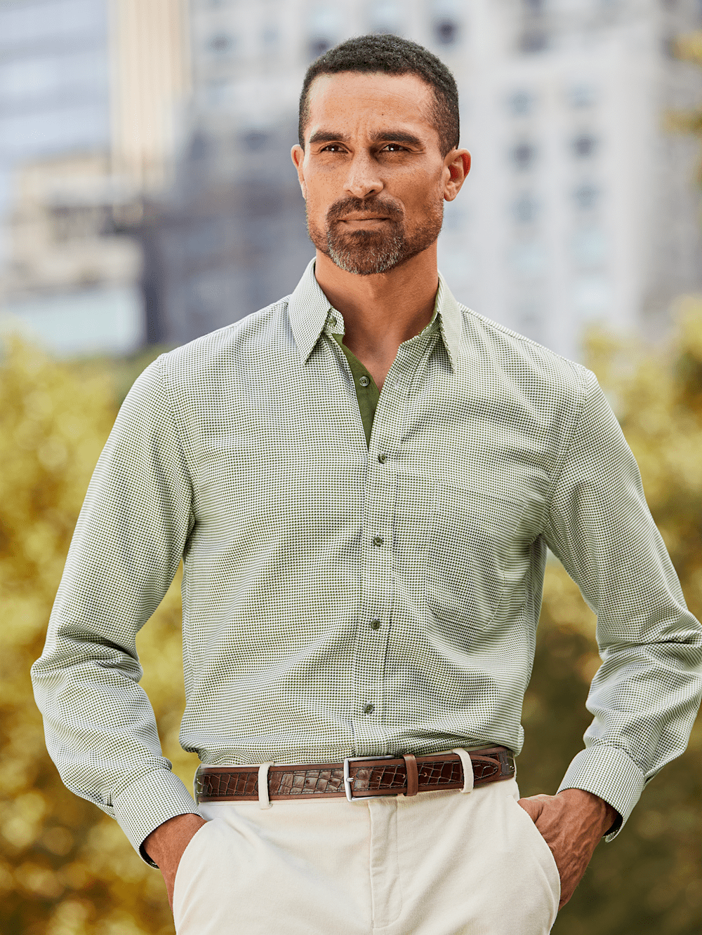Alternate Image of Cotton Houndstooth Casual Shirt-7