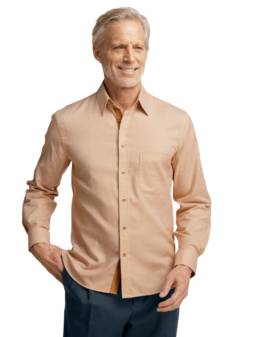Alternate Image of Cotton Houndstooth Casual Shirt-1
