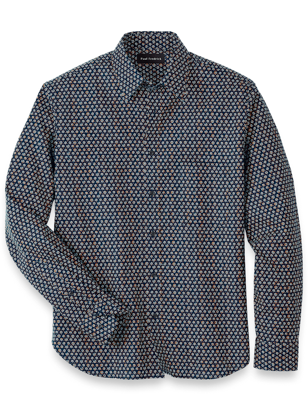 Product Image of Cotton Geometric Print Casual Shirt-Blue