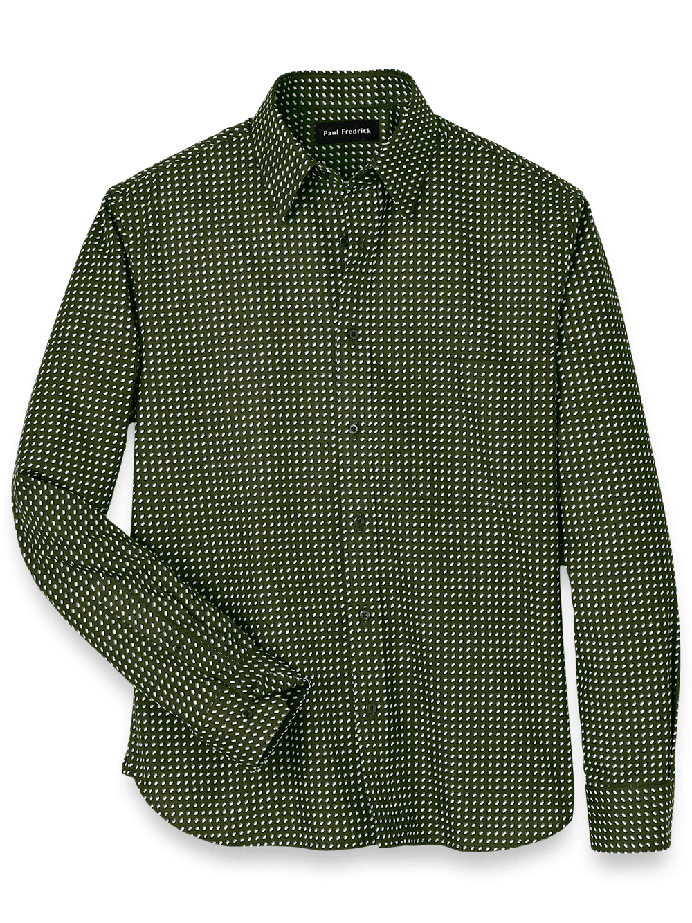 Product Image of Cotton Circle Print Casual Shirt-Olive