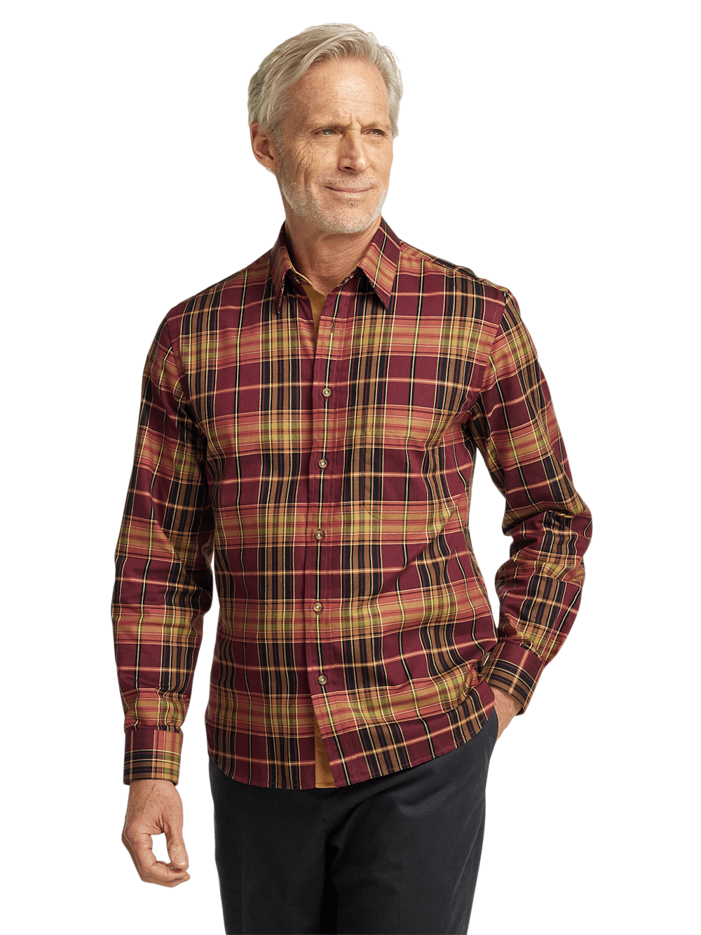 Alternate Image of Cotton Plaid Casual Shirt-1