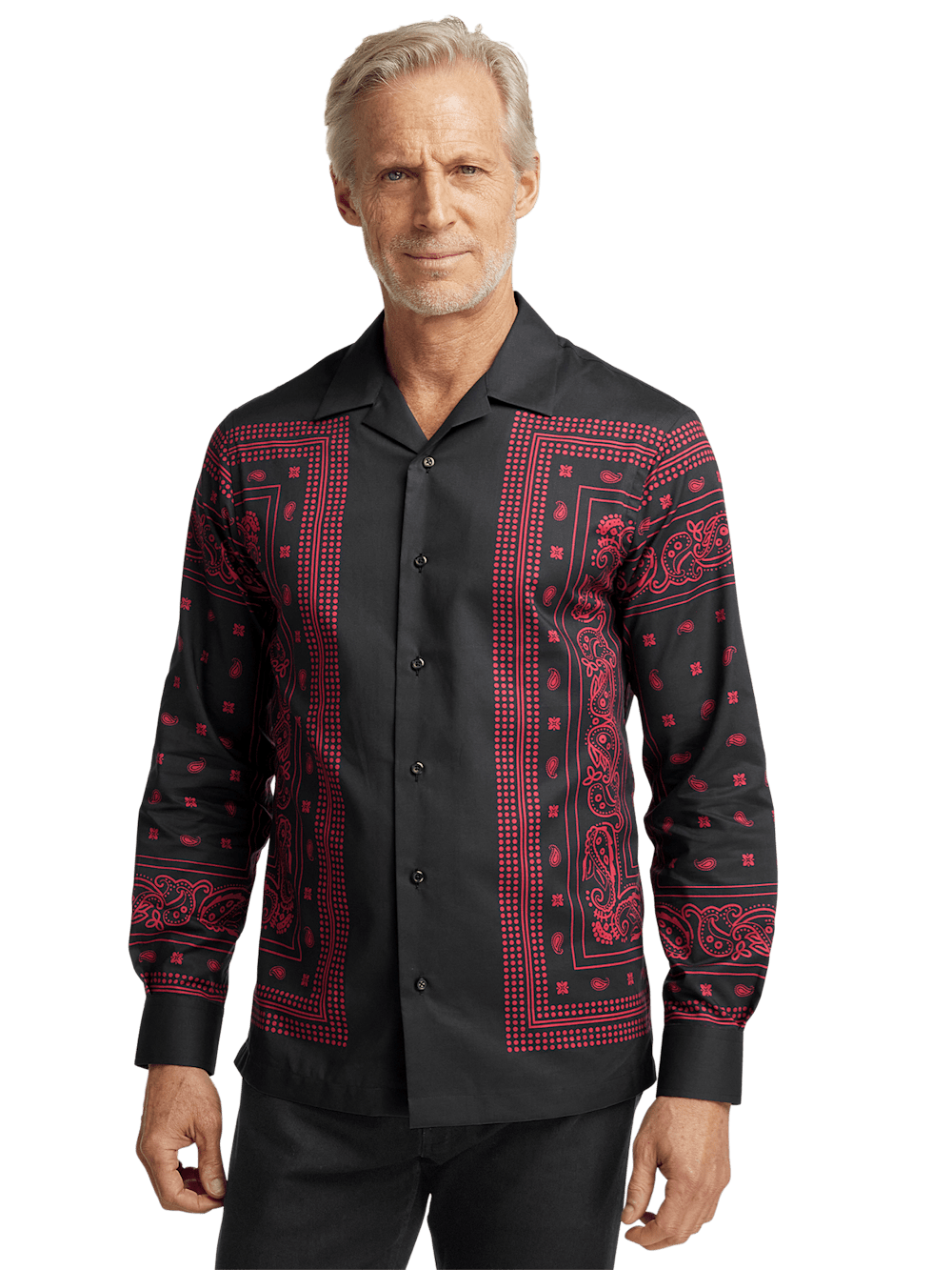 Alternate Image of Cotton Border Print Casual Shirt-1