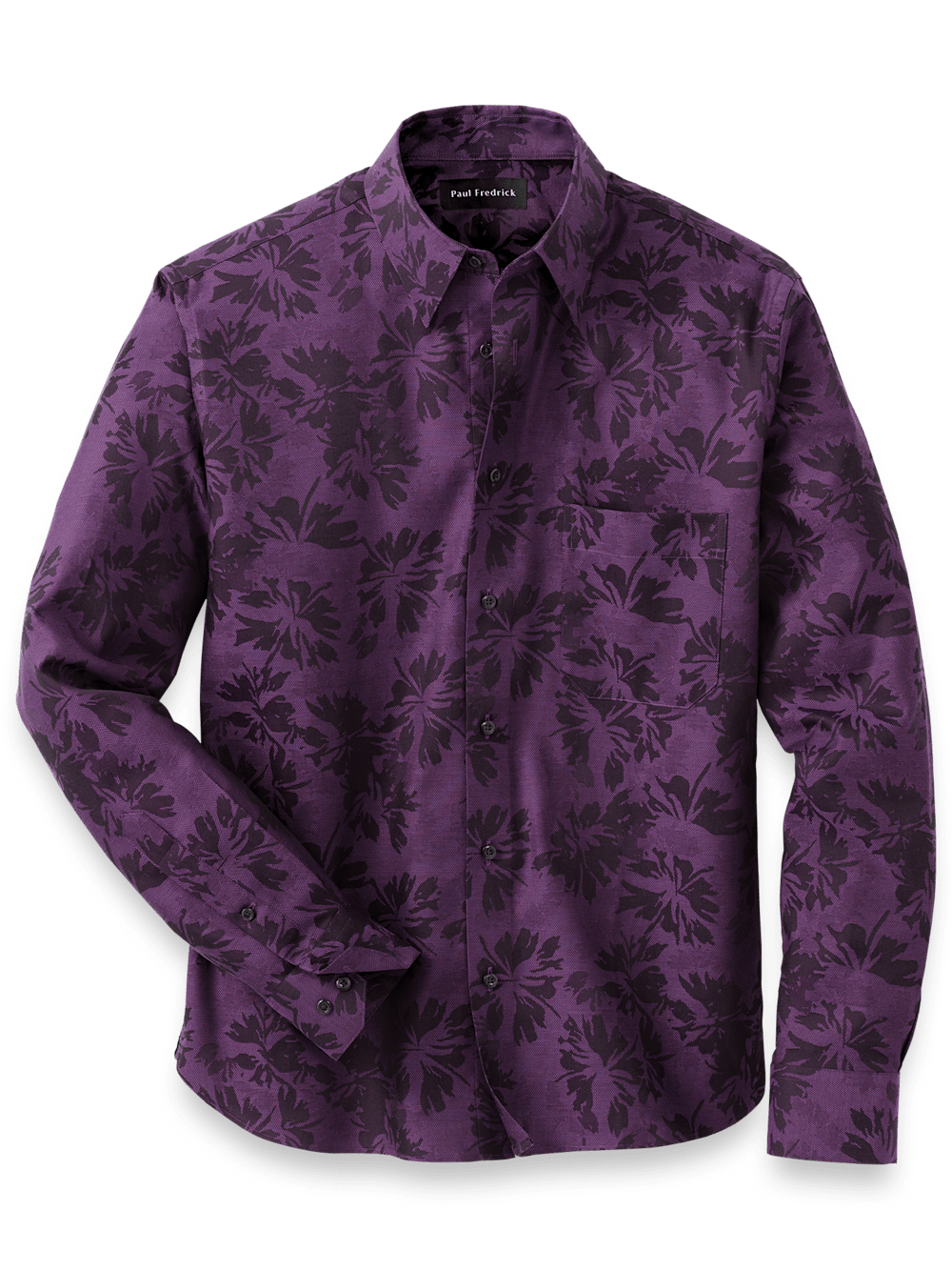 Product Image of Cotton Floral Jacquard Casual Shirt-Purple