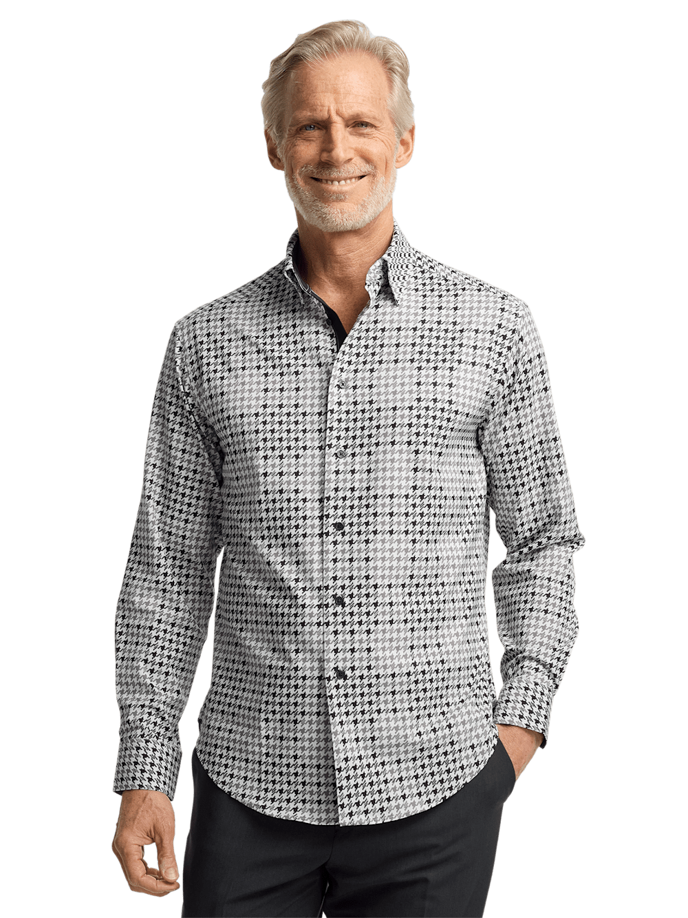 Alternate Image of Performance Stretch Houndstooth Casual Shirt-1
