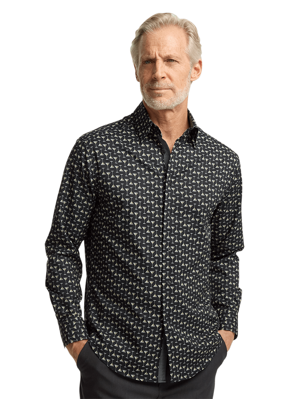 Alternate Image of Performance Stretch Martini Glasses Casual Shirt-1