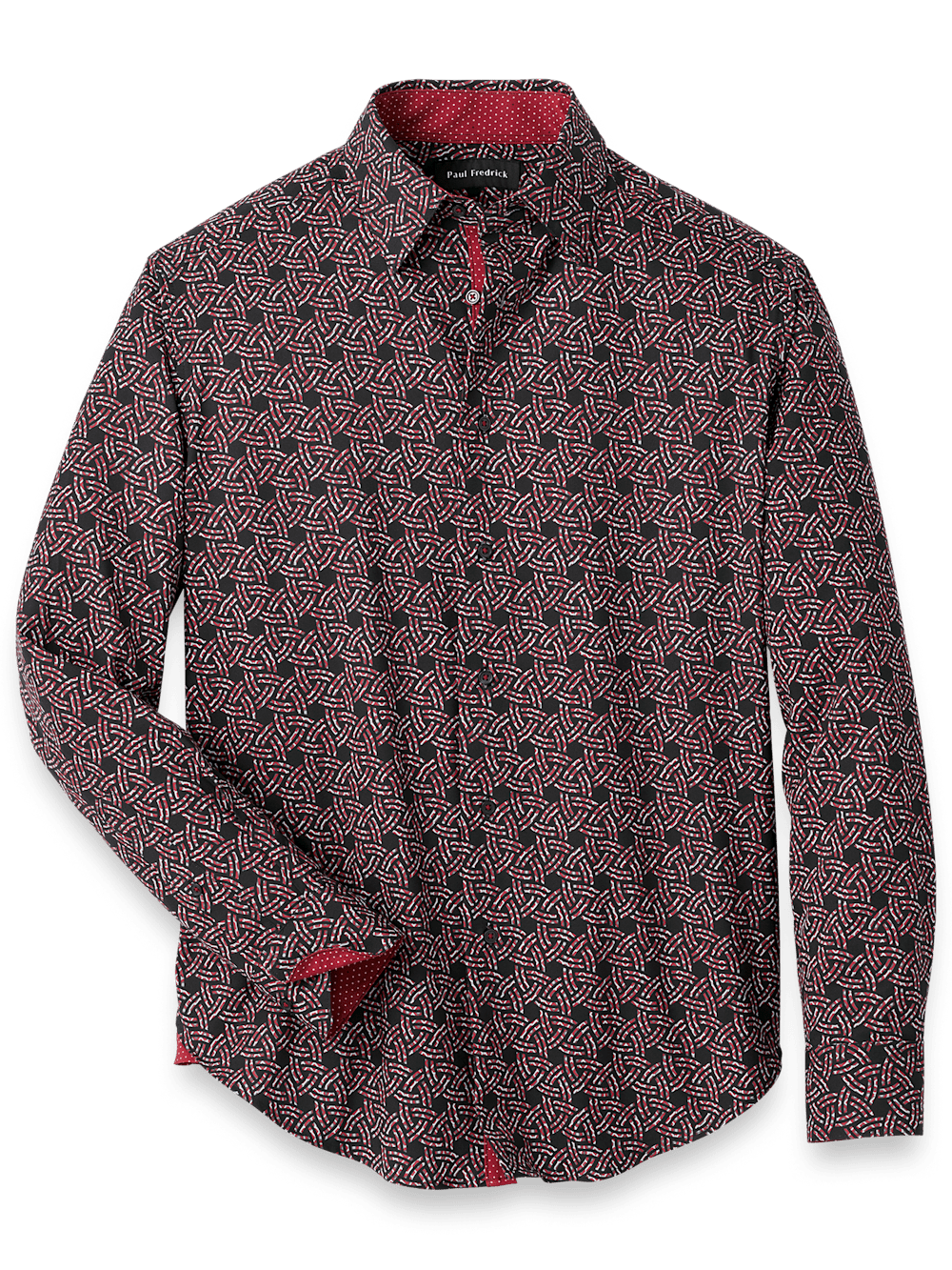 Product Image of Performance Stretch Geometric Casual Shirt-Black/Red