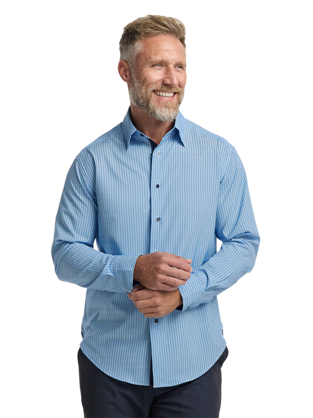 Alternate Image of Performance Stretch Chevron Stripe Casual Shirt-1