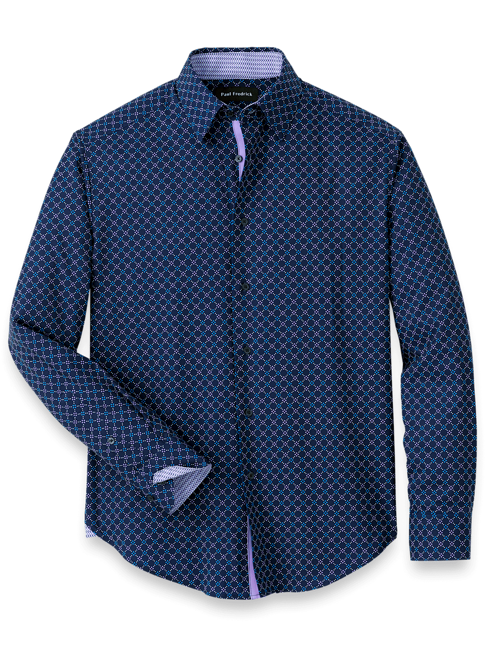 Product Image of Performance Stretch Geometric Casual Shirt-Navy/Purple