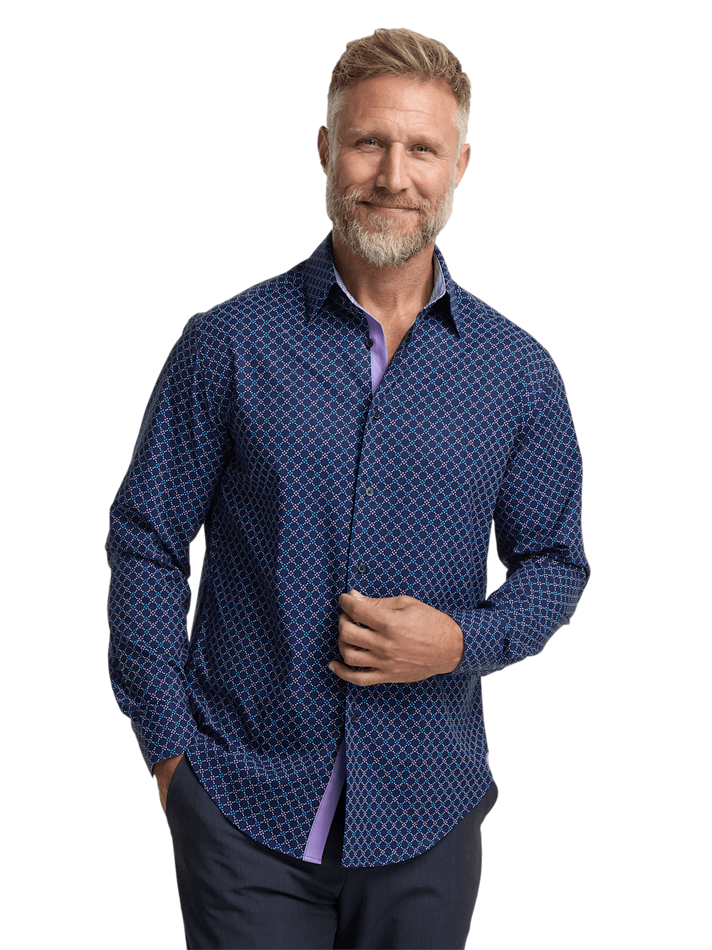 Alternate Image of Performance Stretch Geometric Casual Shirt-1