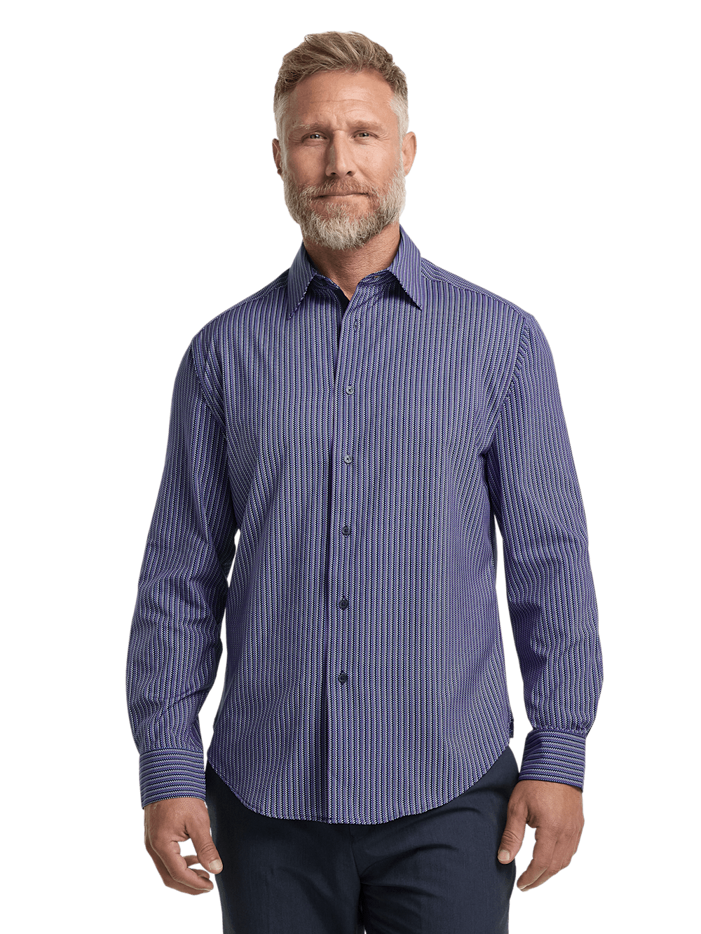 Alternate Image of Performance Stretch Checkered Stripe Casual Shirt-1
