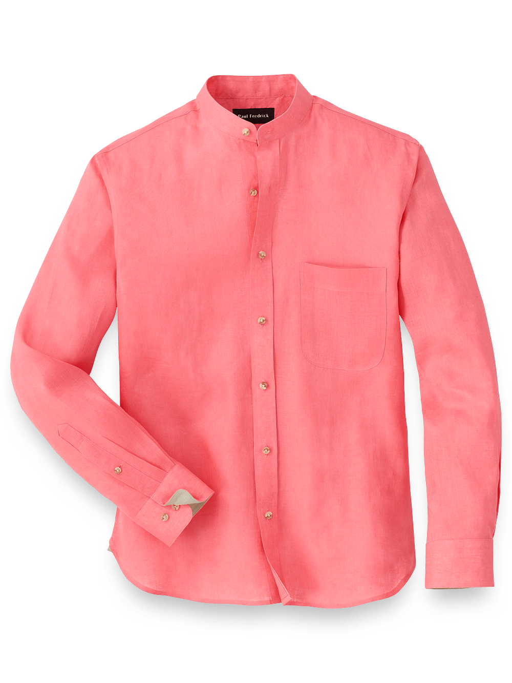 Product Image of Linen Solid Casual Shirt-Coral