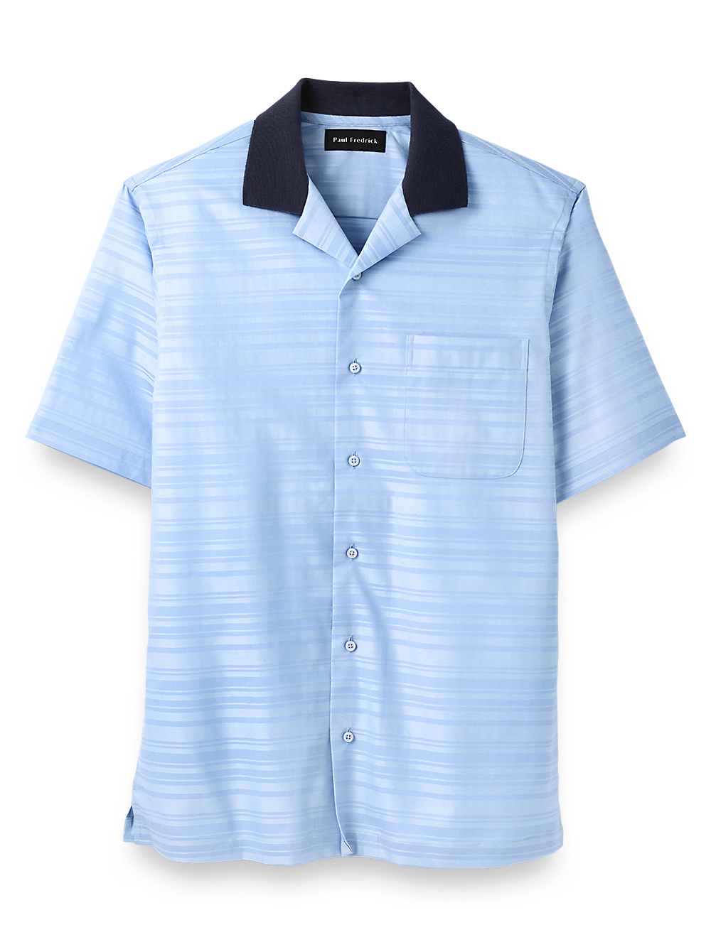 Product Image of Knit Collar Casual Shirt-Light Blue
