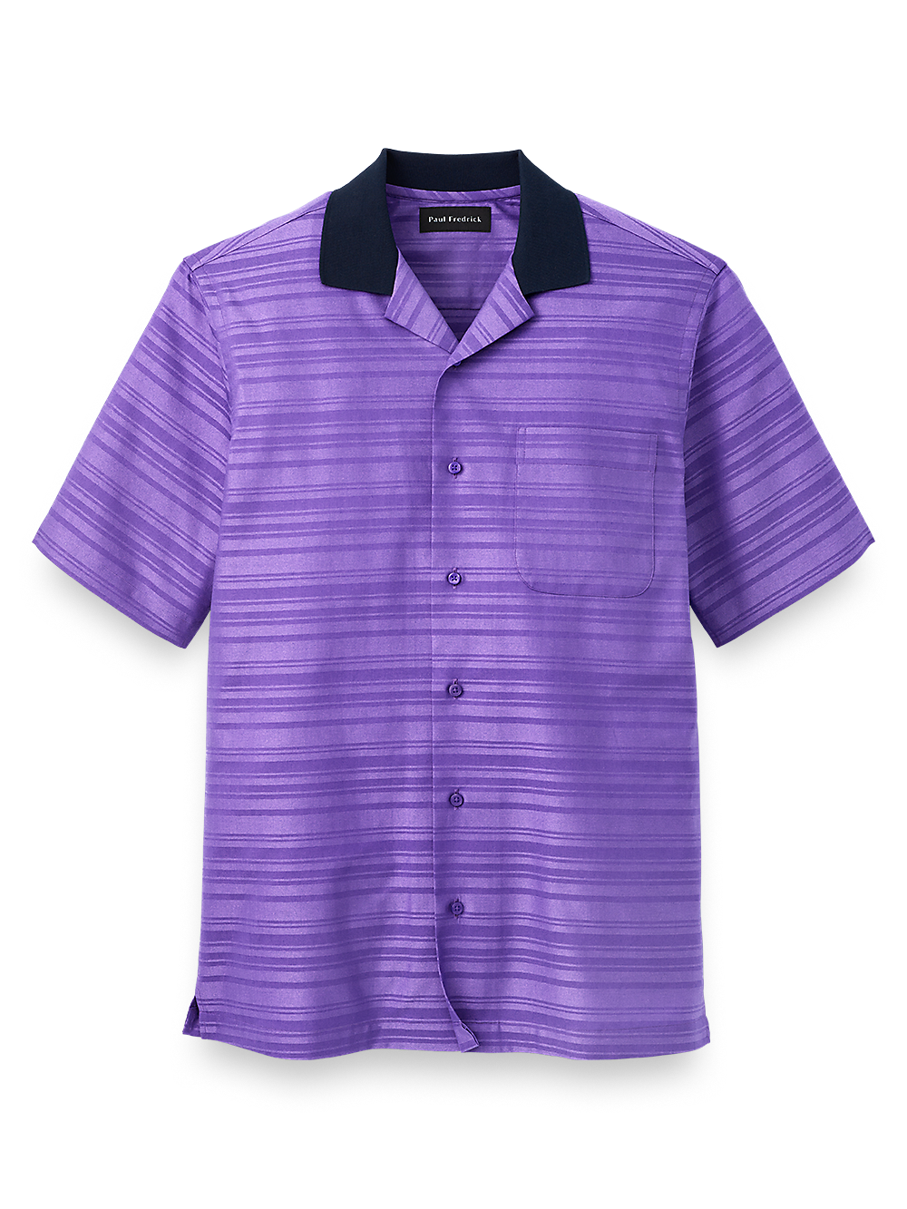 Product Image of Knit Collar Casual Shirt-Purple