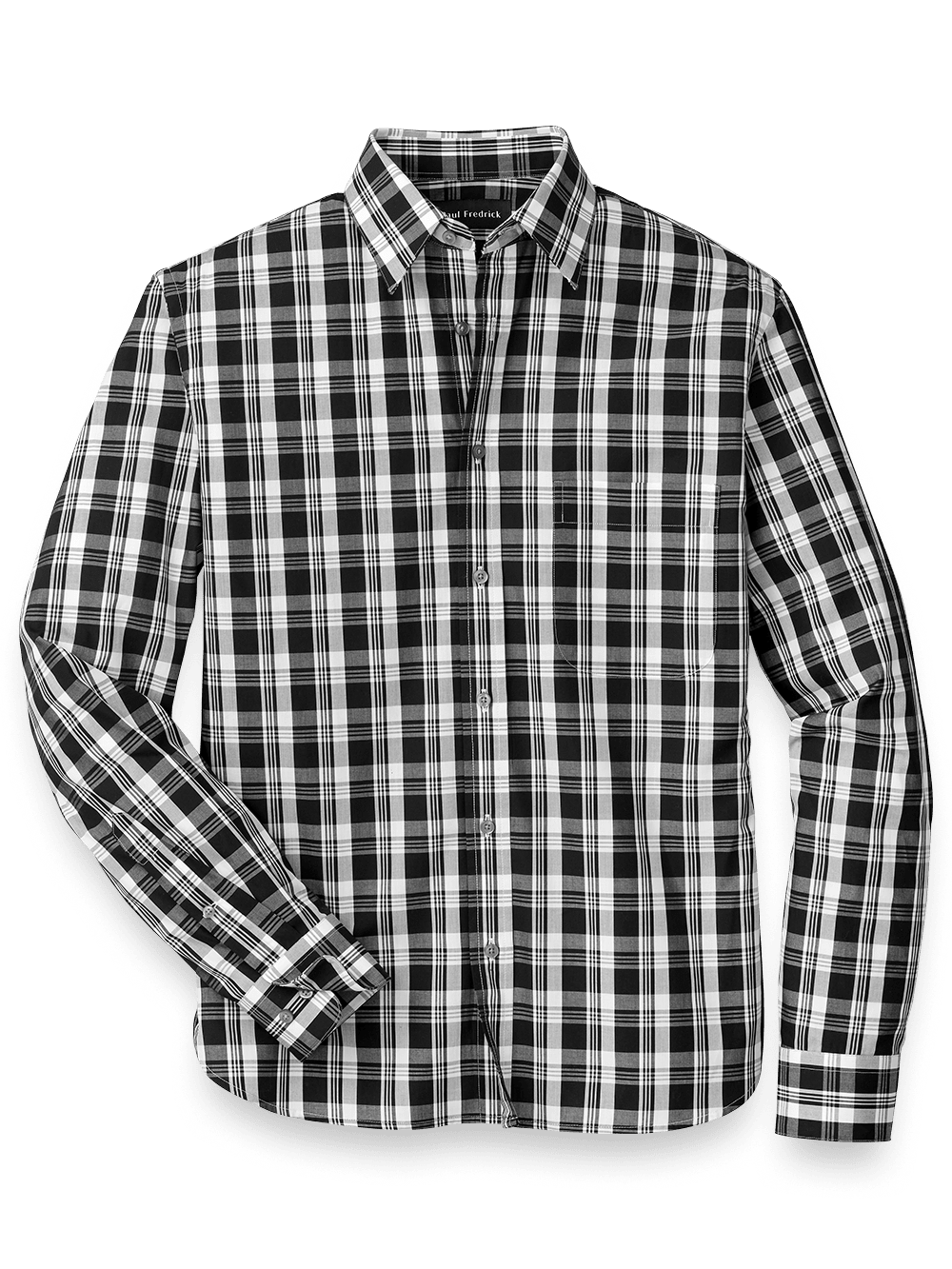 Product Image of Cotton Plaid Casual Shirt-White/Black