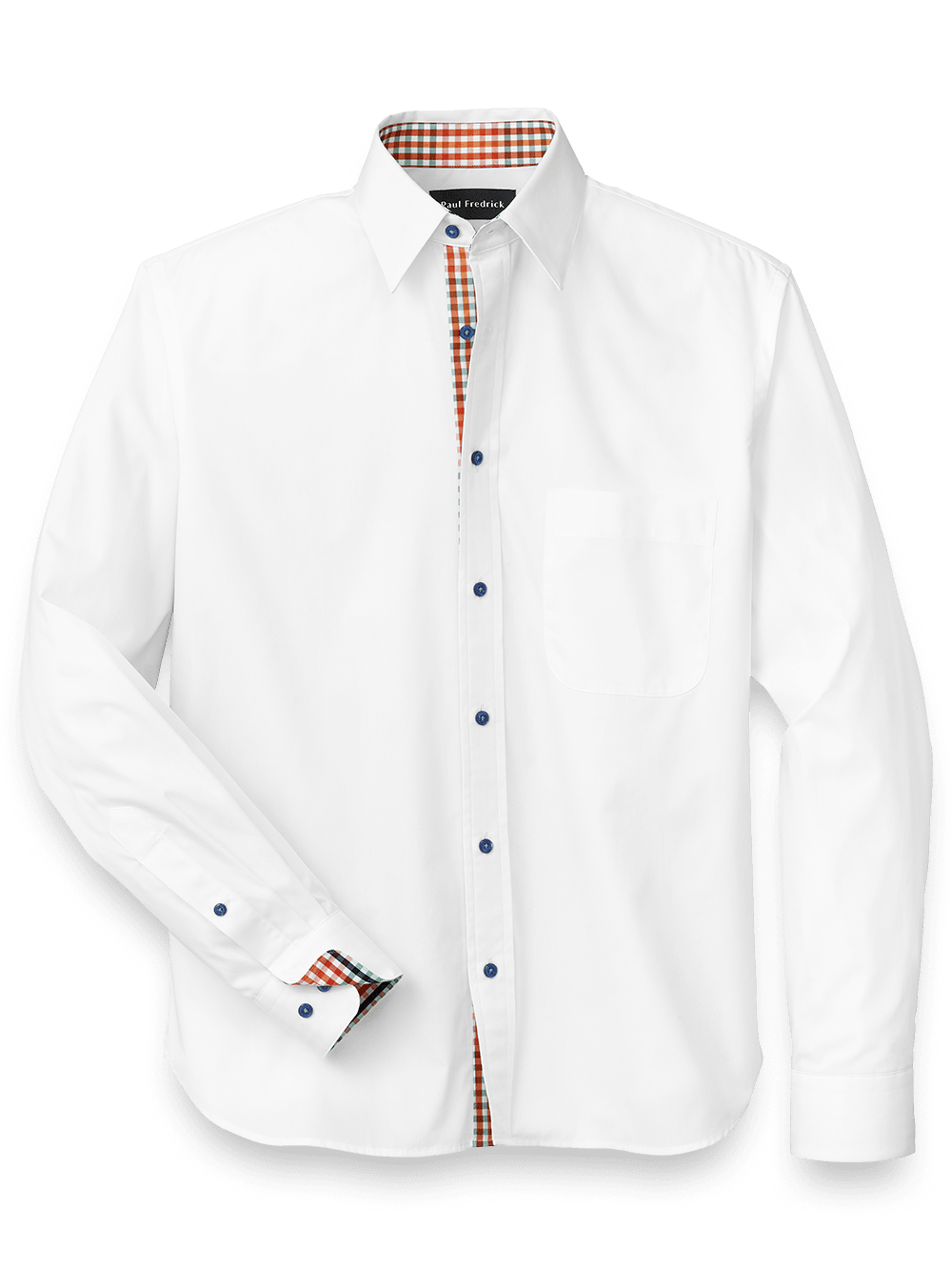 Product Image of Cotton Solid Casual Shirt With Contrast Trim-White