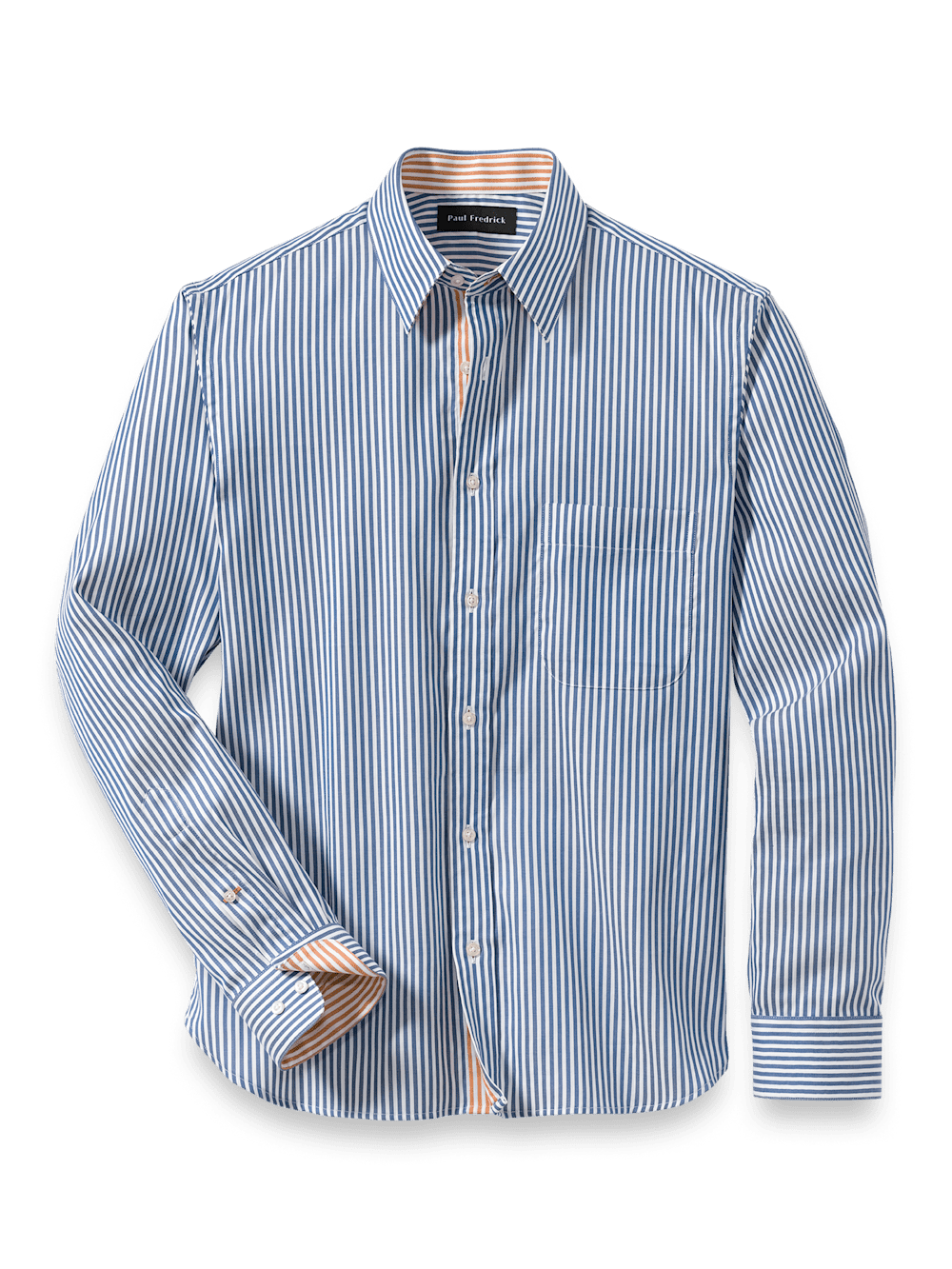 Product Image of Cotton Stripe Casual Shirt-Blue/Orange