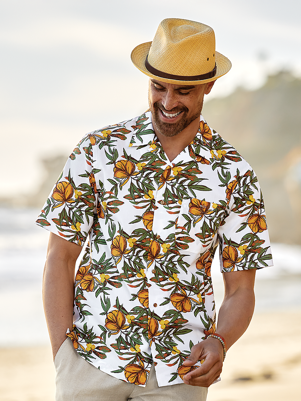 Alternate Image of Cotton Tropical Print Casual Shirt-1