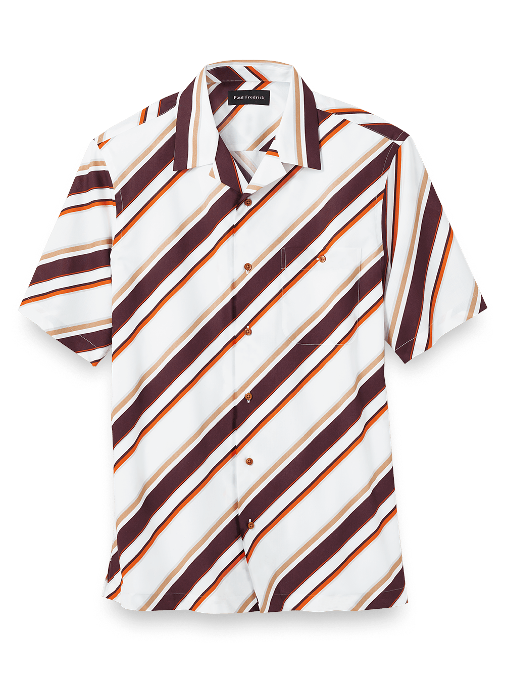 Product Image of Cotton Diagonal Stripe Print Casual Shirt-White Multi