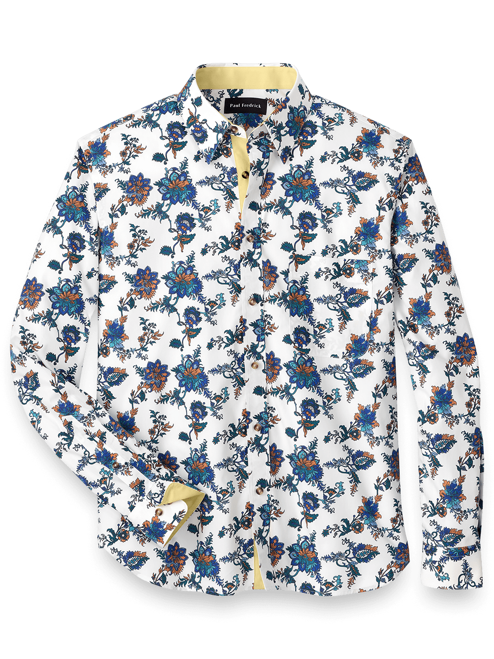 Product Image of Cotton Floral Print Casual Shirt-Blue/Brown