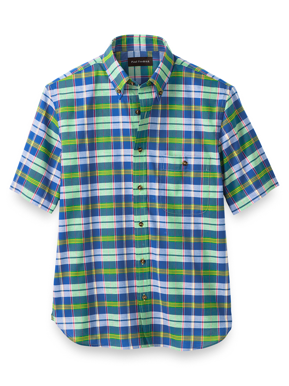 Product Image of Cotton Madras Plaid Casual Shirt-Green Multi