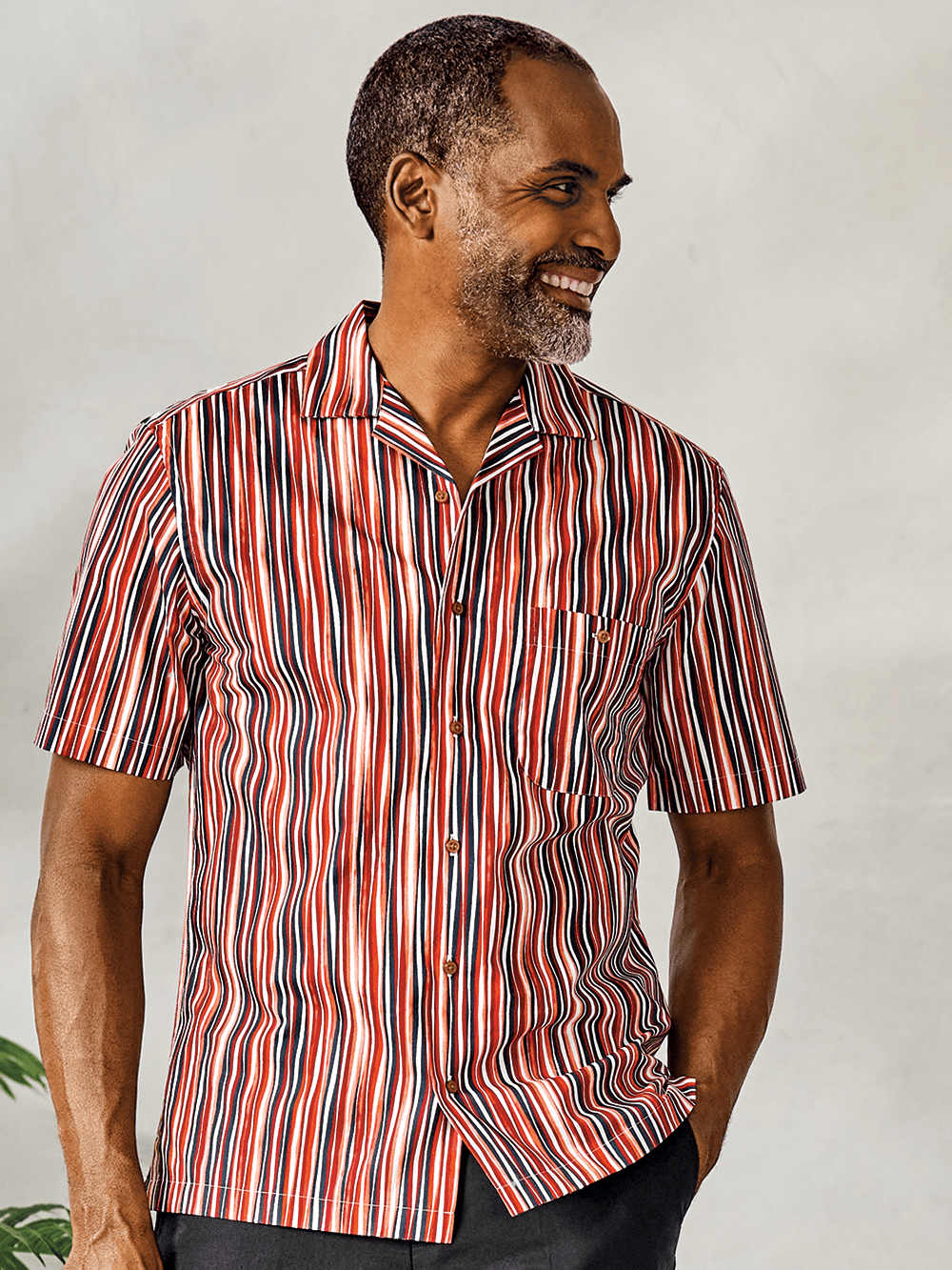 Alternate Image of Cotton Stripe Print Casual Shirt-1
