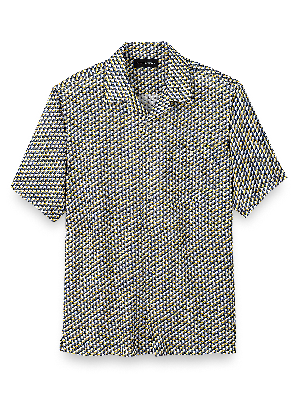 Product Image of Linen Geometric Print Casual Shirt-Black/White