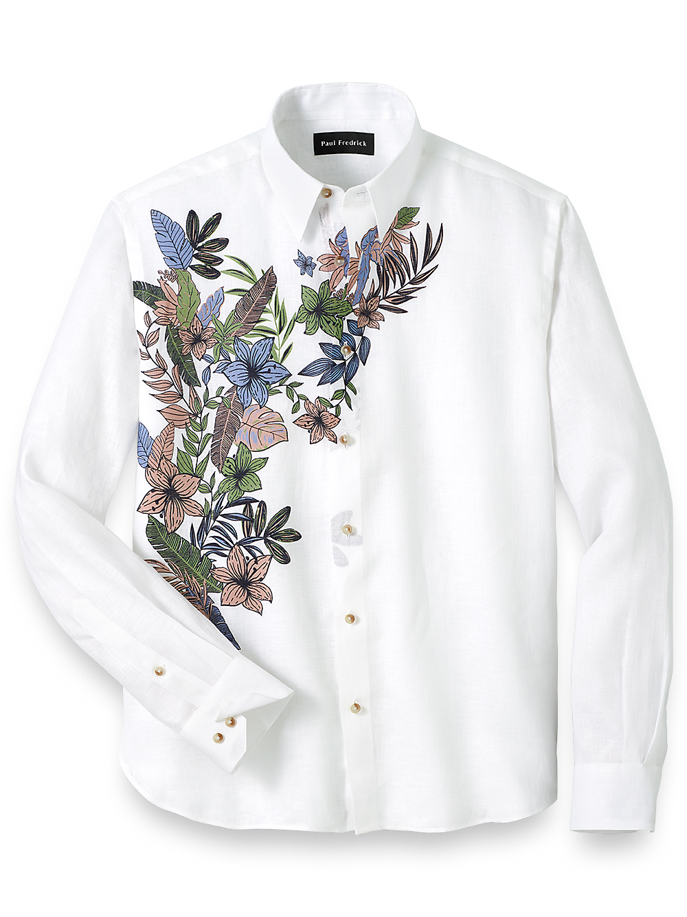 Product Image of Linen Print Panel Casual Shirt-Multi