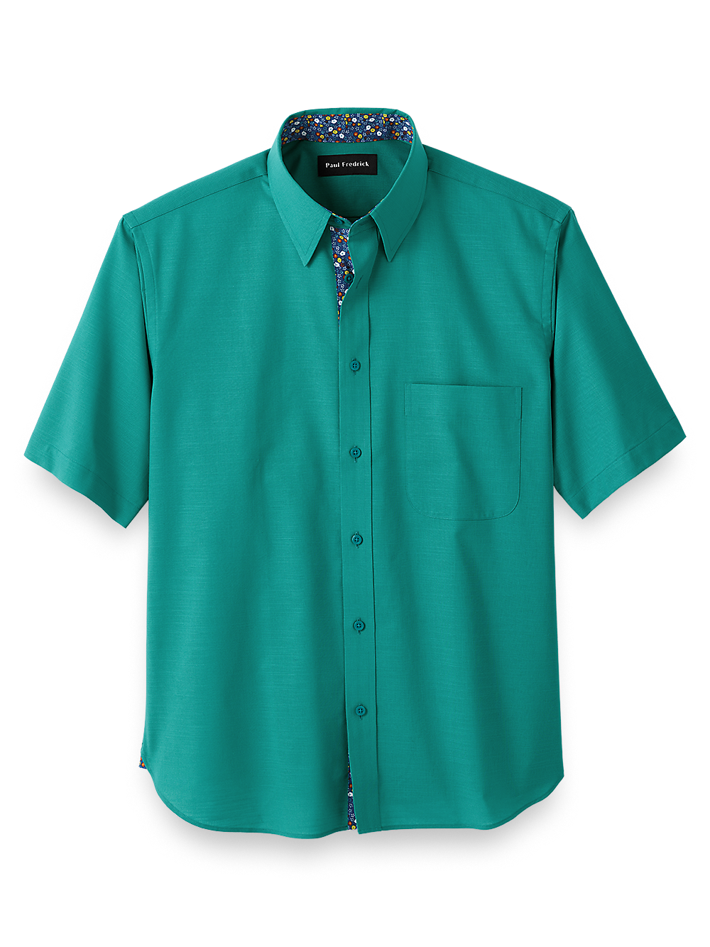 Product Image of Cotton Solid Casual Shirt With Contrast Trim-Green