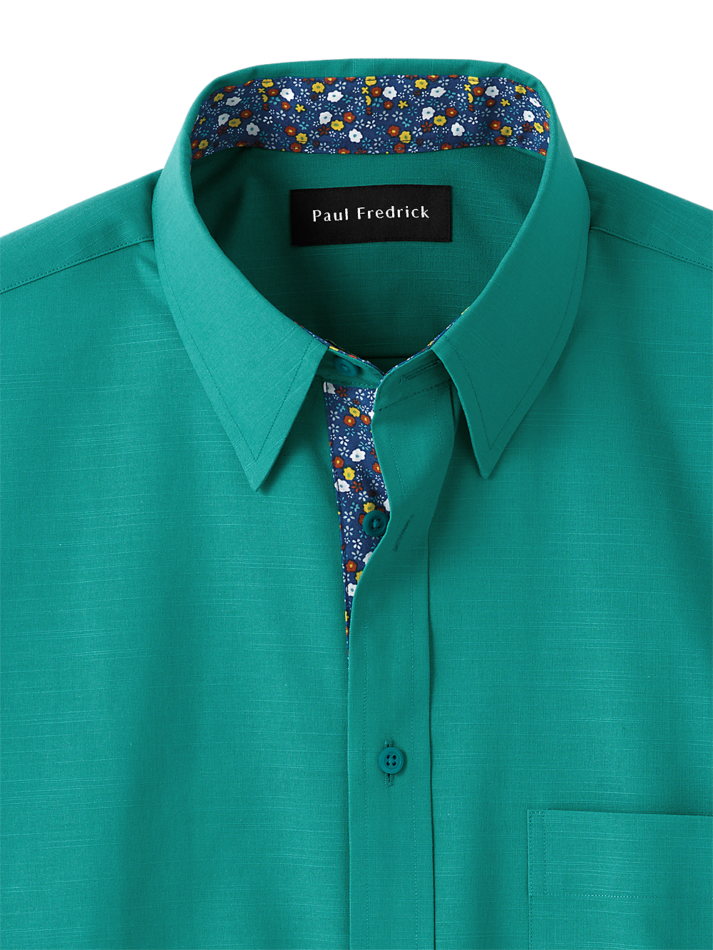 Alternate Image of Cotton Solid Casual Shirt With Contrast Trim-1