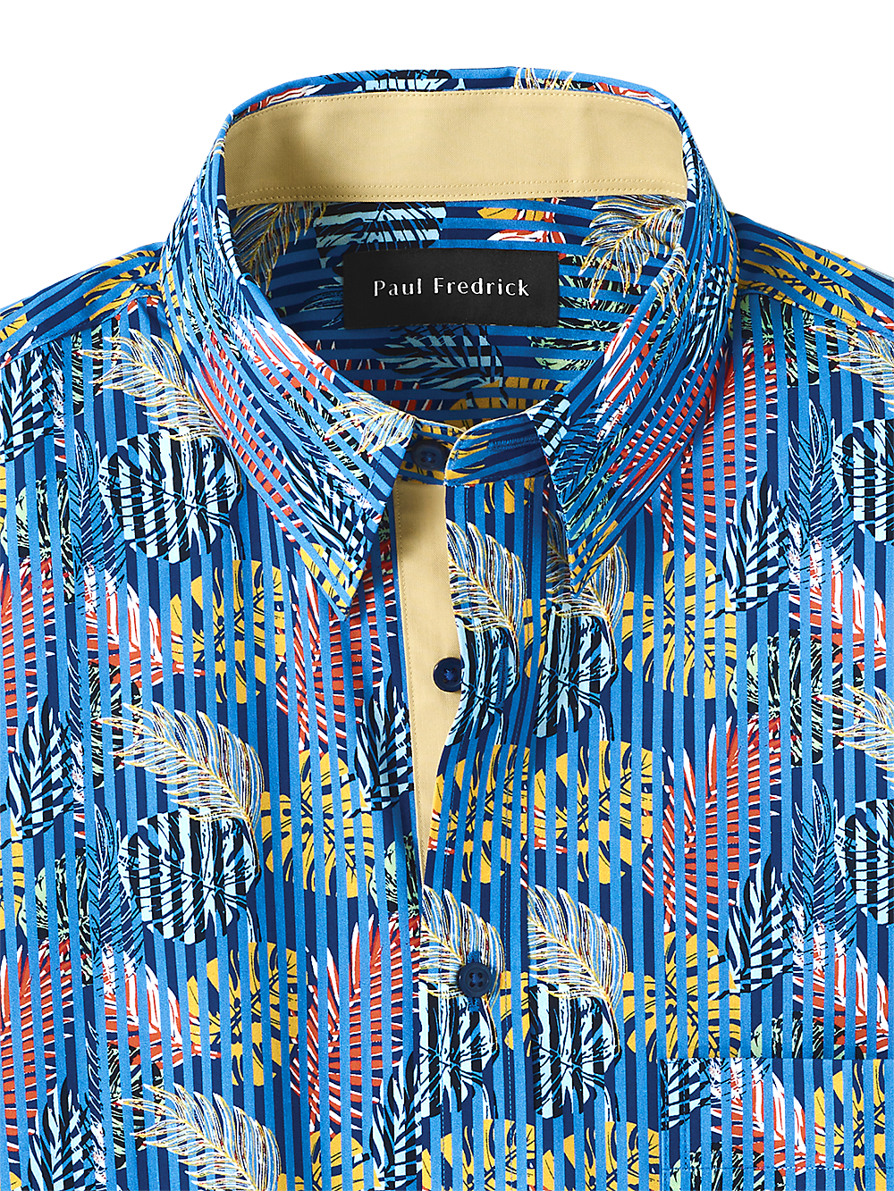 Alternate Image of Cotton Leaf Print Casual Shirt With Contrast Trim-1