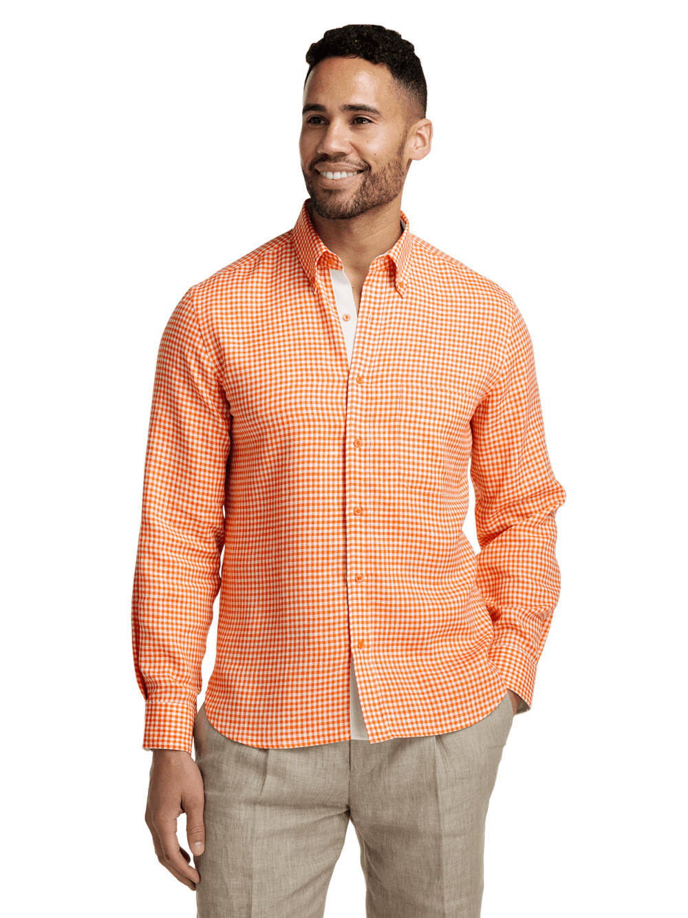 Alternate Image of Linen Gingham Check Casual Shirt-1