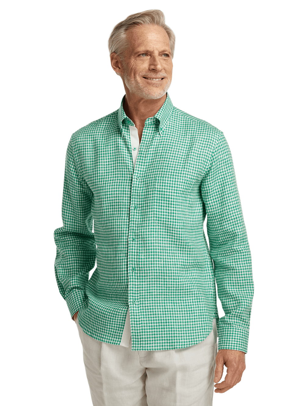 Alternate Image of Linen Gingham Check Casual Shirt-1