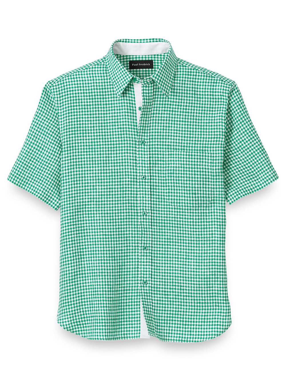 Product Image of Linen Gingham Check Casual Shirt-Green
