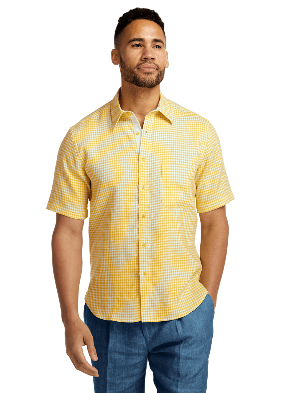 Alternate Image of Linen Gingham Check Casual Shirt-1