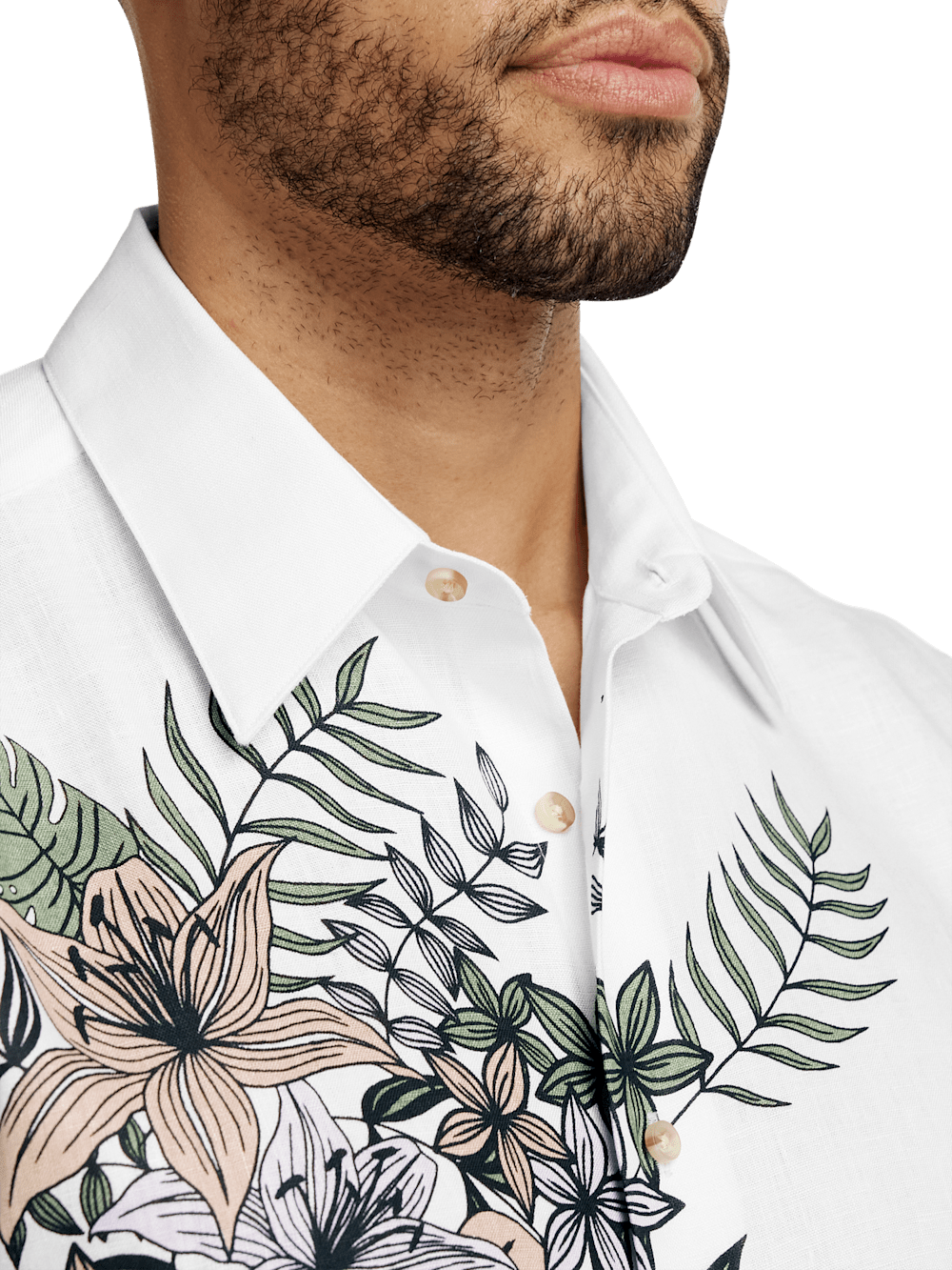 Alternate Image of Linen Print Panel Casual Shirt-2