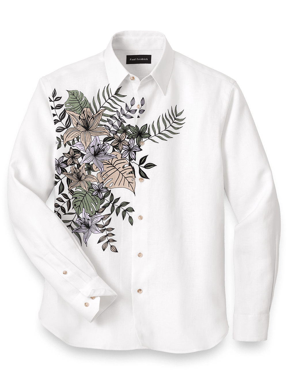 Product Image of Linen Print Panel Casual Shirt-Multi