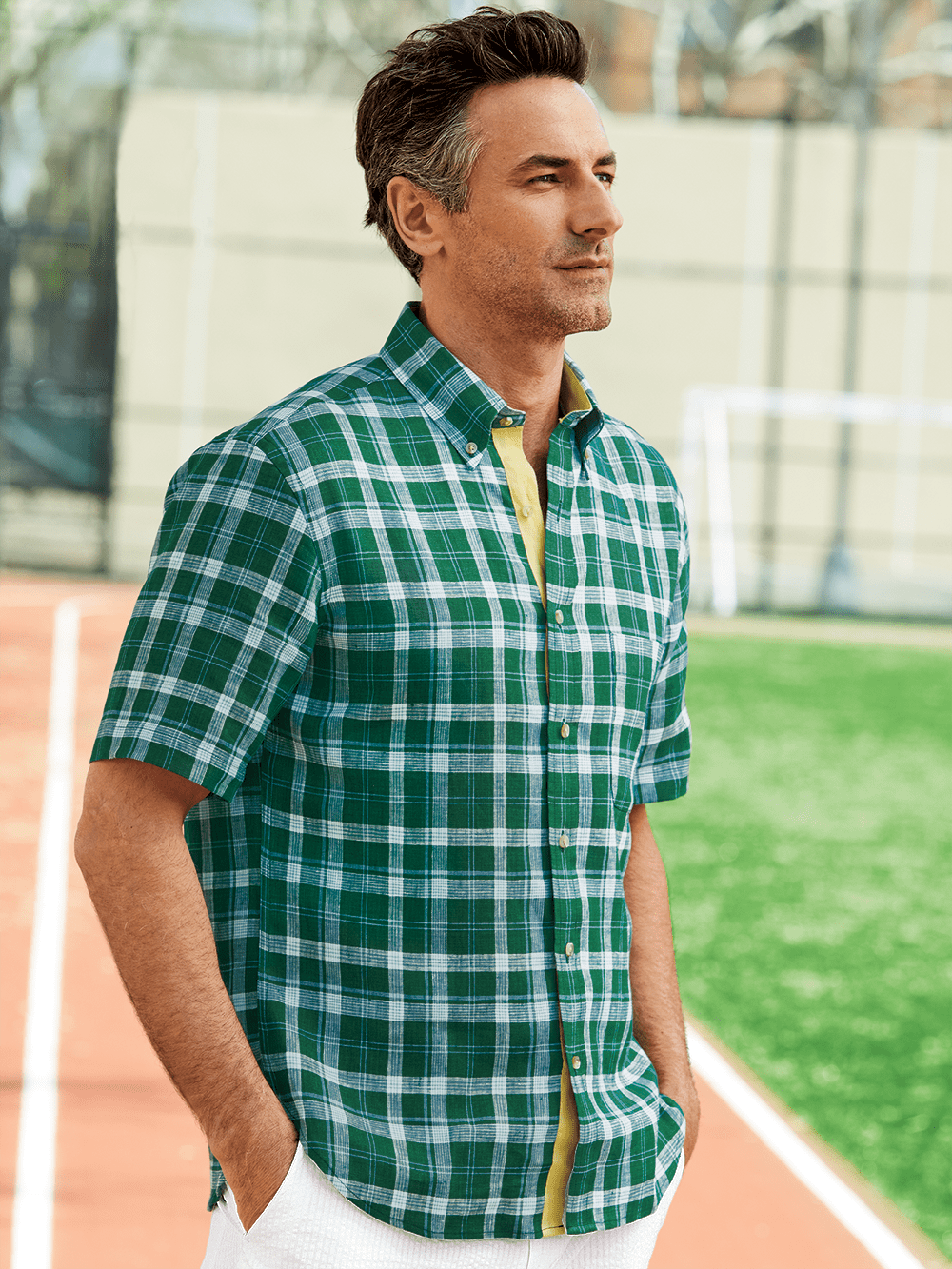 Alternate Image of Linen Plaid Casual Shirt-6