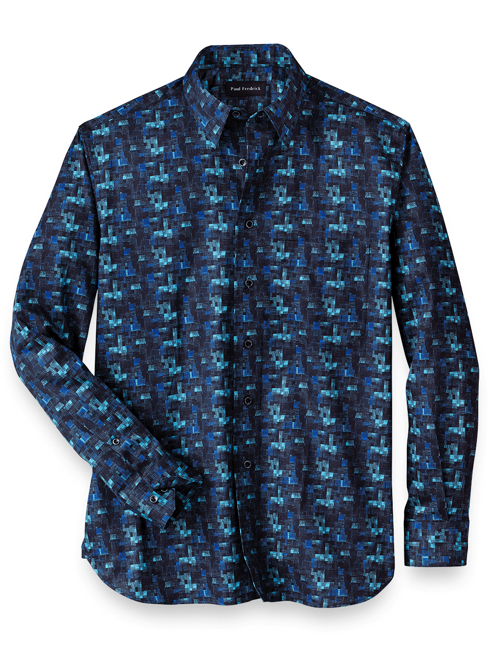 Product Image of Cotton Abstract Print Casual Shirt-Blue