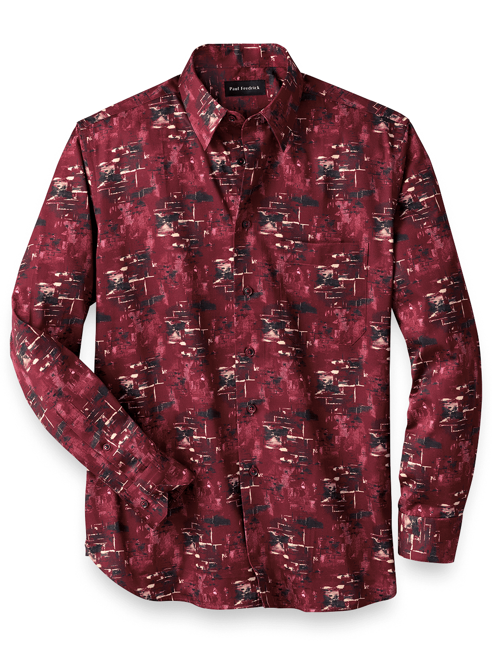 Product Image of Cotton Abstract Print Casual Shirt-Burgundy