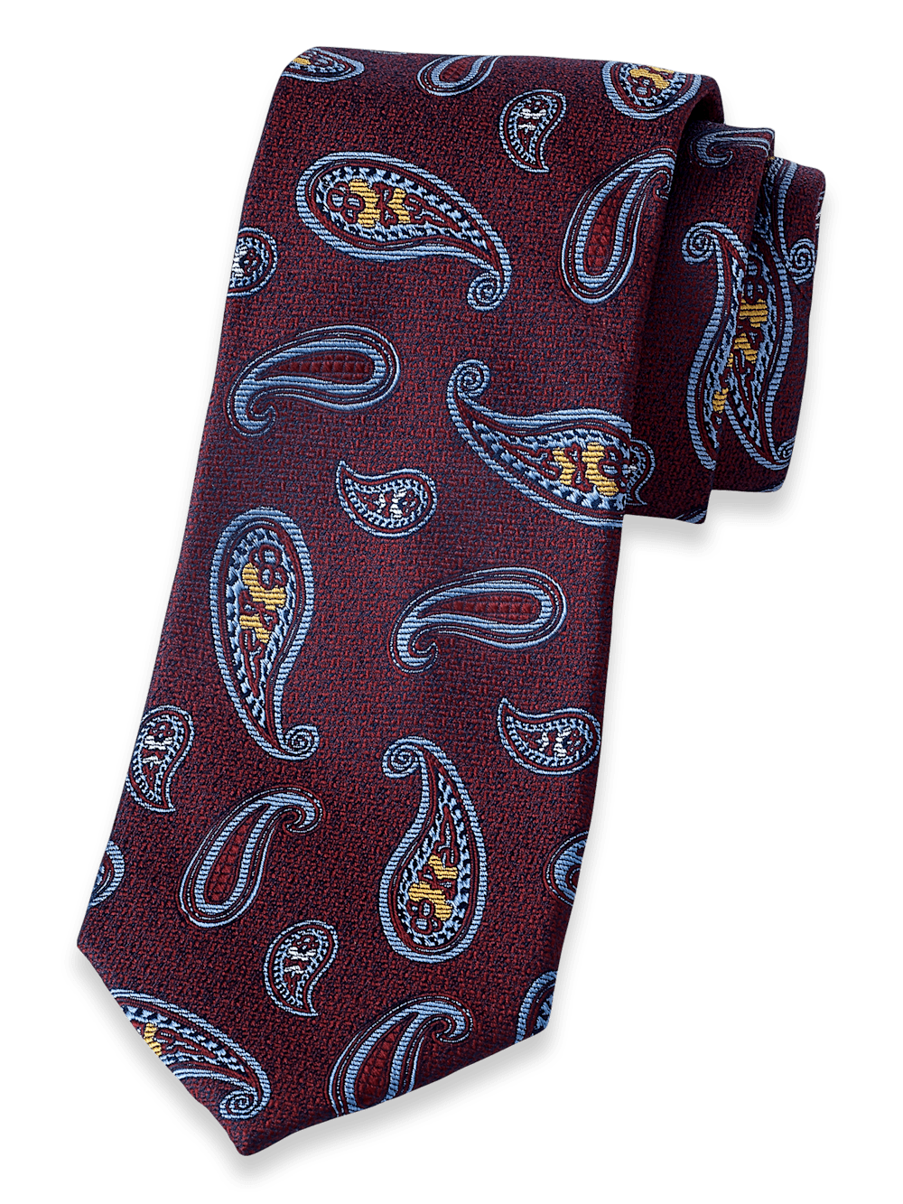 Product Image of Paisley Woven Silk Tie-Burgundy