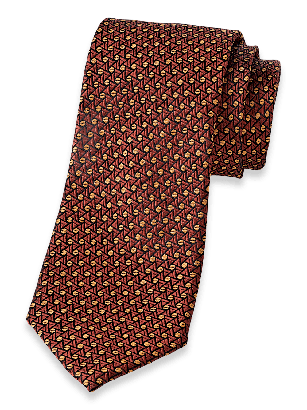 Product Image of Geometric Woven Silk Tie-Rust