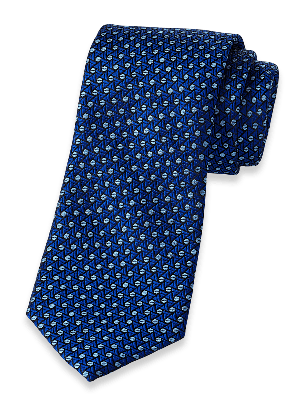 Product Image of Geometric Woven Silk Tie-Blue